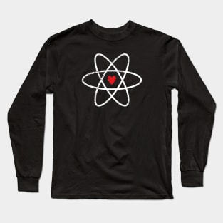 Atomic Symbol + Heart, Distressed Long Sleeve T-Shirt